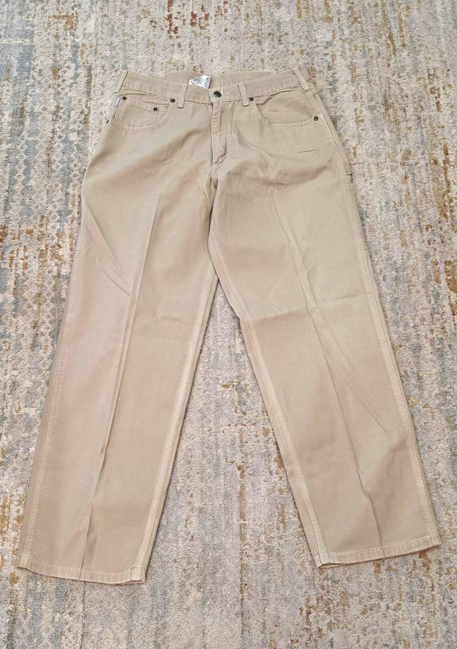 Carhartt Men's Beige Cotton Canvas Cargo Pants Loose Original Fit Size 36